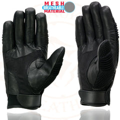 Milwaukee Leather SH791 Men's Black Mesh and Leather Racing Gloves with Leather Palm