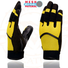 Milwaukee Leather SH791 Men's Black and Yellow Mesh and Leather Racing Gloves
