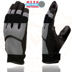 Milwaukee Leather SH791 Men's Black with Grey Mesh and Leather Racing Gloves