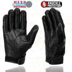 Milwaukee Leather SH802 Women's Black Leather and Mesh Racing Gloves with Padding