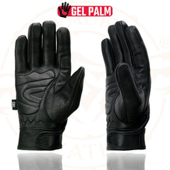 Milwaukee Leather SH820 Men's 'White Flames' Leather Cruising Gloves with Gel Palm