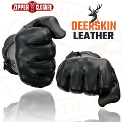 Milwaukee Leather SH867 Men's Black Deerskin Leather Unlined Gloves