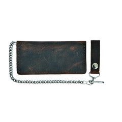 Brown Bifold Snap Closure Biker Leather Wallet