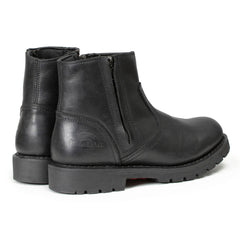 MMCC Men’s Kick Start 7” Black Top Grain Leather Motorcycle Boots - Dual YKK Zippers, Freedom Flex Toe - MBM9009