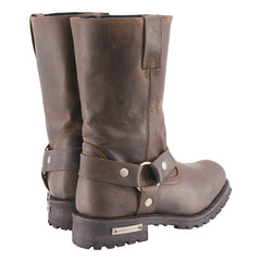 Milwaukee Leather MBM9062 Men's Classic 11-Inch Dark Brown Harness Square Toe Motorcycle Boots