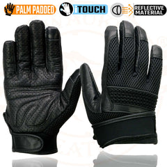 Milwaukee Leather MG7503 Men's iTouch Screen Fingers' Black Leather and Mesh Racing Gloves