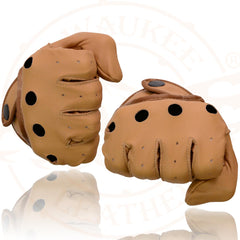 Milwaukee Leather MG7508 Men's Saddle Tan Leather Driving Gloves with Wrist Snap
