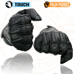 Milwaukee Leather MG7526 Men’s Black Leather Perforated Racer Gloves with Gel Palm