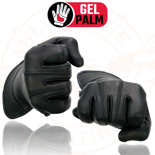 Milwaukee Leather MG7700 Women's Black Lightweight Leather Gloves with Gel Palm