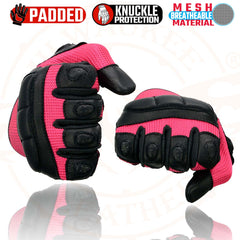 Milwaukee Leather MG7740 Women's Black and Hot Pink Leather with Mesh Racing Gloves