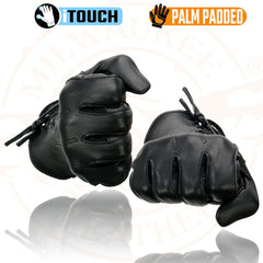 Milwaukee Leather MG7745 Women's 'Laced Wrist' Black Deerskin Leather Gloves with Gel Palms