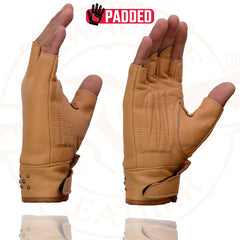 Milwaukee Leather MG7761 Women's Saddle Leather Fingerless Gloves with Gel Palms