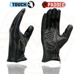 Milwaukee Leather MG7772 Women's 'Laced Wrist' Black and Fuchsia Leather Riding Gloves with Gel Palms