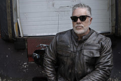 Milwaukee Leather MLM1508 Men's Distress Brown Leather Jacket with Utility Pockets
