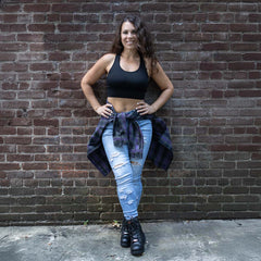 Milwaukee Leather MNG21603 Women's Casual Black with Purple Long Sleeve Casual Cotton Flannel Shirt