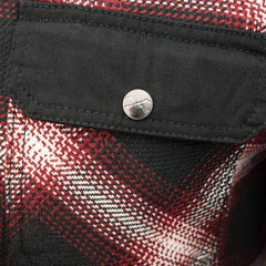 Milwaukee Leather Men's Red and Black Heavy-Duty Checkered Flannel Riding Shirt - Warm Lined - Zippered Hand Pockets - MPM1637