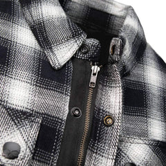 Milwaukee Leather Men's Black and White Heavy-Duty Checkered Flannel Riding Shirt - Warm Lined - Zippered Hand Pockets - MPM1638