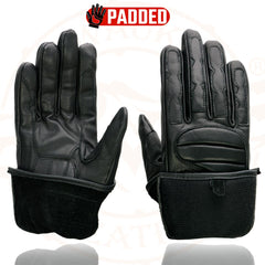 Milwaukee Leather SH451 Men's Black Leather Gauntlet Racing Style Motorcycle w/ Wrist and Knuckle Padding Protection