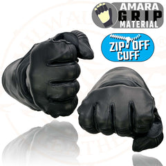 Milwaukee Leather SH710 Men's Black Leather Thermal Lined Gel Palm Gauntlet Motorcycle Goves w/ Removeable Cuff