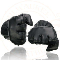 Milwaukee Leather SH734 Men's Black Thermal Lined Leather Motorcycle Gloves w/ Cinch Wrist Closure