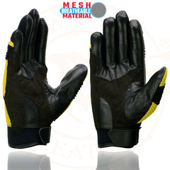 Milwaukee Leather SH791 Men's Black and Yellow Mesh and Leather Racing Gloves