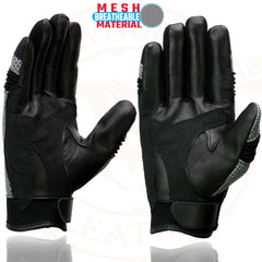 Milwaukee Leather SH791 Men's Black with Grey Mesh and Leather Racing Gloves