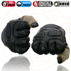 Milwaukee Leather Men's Black Gauntlet Motorcycle Hand Gloves-Waterproof Textile and Leather Reflective Piping-SH814