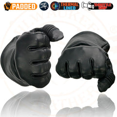 Milwaukee Leather Men's Gauntlet Motorcycle Hand Gloves- Deerskin Zip-Off-Long Cuff Thermal Lined Gel Palm-SH852