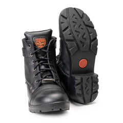 Milwaukee Leather MBL9328 Women's Black Full Grain Leather Classic Motorcycle Riding Boots-Lace-Up Closure Shoes