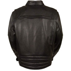 Milwaukee Leather MLM1570 Men's Black Premium Cowhide Leather Utility Pocket Motorcycle Jacket