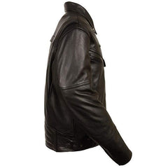 Milwaukee Leather MLM1570 Men's Black Premium Cowhide Leather Utility Pocket Motorcycle Jacket