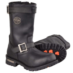 Milwaukee Leather Men's Black Leather Wide-Width 11-Inch Classic Engineer Motorcycle Boots MBM9020W