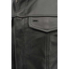 Men’s Premium Cowhide Leather Club Style Motorcycle Biker Riding Vest BZ6410