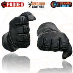 Milwaukee Leather Men's Gauntlet Motorcycle Hand Gloves-Black Deerskin Long Cuff Thermal Lined Gel Palm-G039