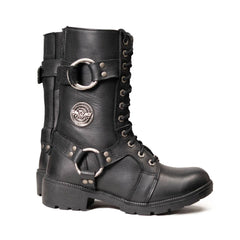 Milwaukee Leather Women’s Waterproof Leather Ring Strap Lace-To-Toe Riding Boots – Zipper Lock Design - MBL9391
