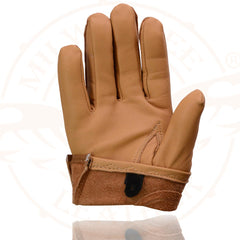 Milwaukee Leather MG7508 Men's Saddle Tan Leather Driving Gloves with Wrist Snap