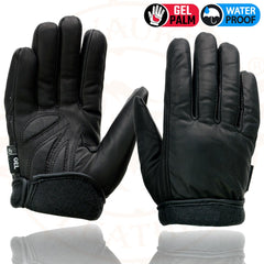 Milwaukee Leather MG7522 Men’s Black Leather Waterproof Cruiser Glove with Gel Palm