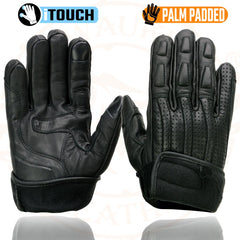 Milwaukee Leather MG7526 Men’s Black Leather Perforated Racer Gloves with Gel Palm
