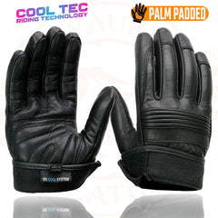 Milwaukee Leather MG7536 Men's Black Leather Gel Palm Motorcycle Gloves w/ Flex Knuckles and Cool-Tec Treatment