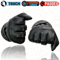 Milwaukee Leather MG7755 Women's Black Leather ’I - Touchscreen Compatible’ Thermal Lined Motorcycle Gloves W/ Gel Palm