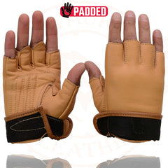 Milwaukee Leather MG7761 Women's Saddle Leather Fingerless Gloves with Gel Palms