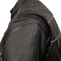 Milwaukee Leather USA MADE MLJKM5003 Men's Black 'Echo' Premium Leather Motorcycle Jacket with Reflective Piping