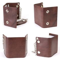 Milwaukee Leather MLW7886 Men's 4” Leather Biker Tr-Fold Wallet w/Buffalo Nickel Snaps Wallet w/ Anti-Theft Stainless Steel Chain
