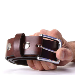 Milwaukee Leather MP7118 Men's Classic Brown Leather Belt with Brass Buckle