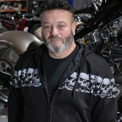 Milwaukee Leather Men's Bare Bones Black Reflective Skull CE Armored Riding Hoodie, Shoulder and Elbow Armor - MPM1798