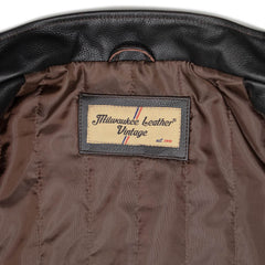 Milwaukee Leather Men’s Copperline Black Leather Moto Café Racer Jacket, Stand Collar, 6 Pockets - SFM1816