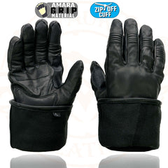 Milwaukee Leather SH710 Men's Black Leather Thermal Lined Gel Palm Gauntlet Motorcycle Goves w/ Removeable Cuff