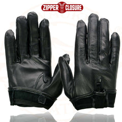 Milwaukee Leather SH722 Women's Black Unlined Leather Gloves with Zipper Closure