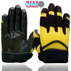 Milwaukee Leather SH791 Men's Black and Yellow Mesh and Leather Racing Gloves