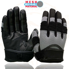 Milwaukee Leather SH791 Men's Black with Grey Mesh and Leather Racing Gloves